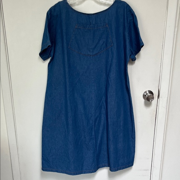 Blue Denim Dress with Front Pocket - Picture 7 of 7